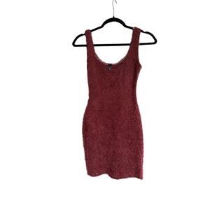 Fuzzy Maroon Windsor Tank Dress